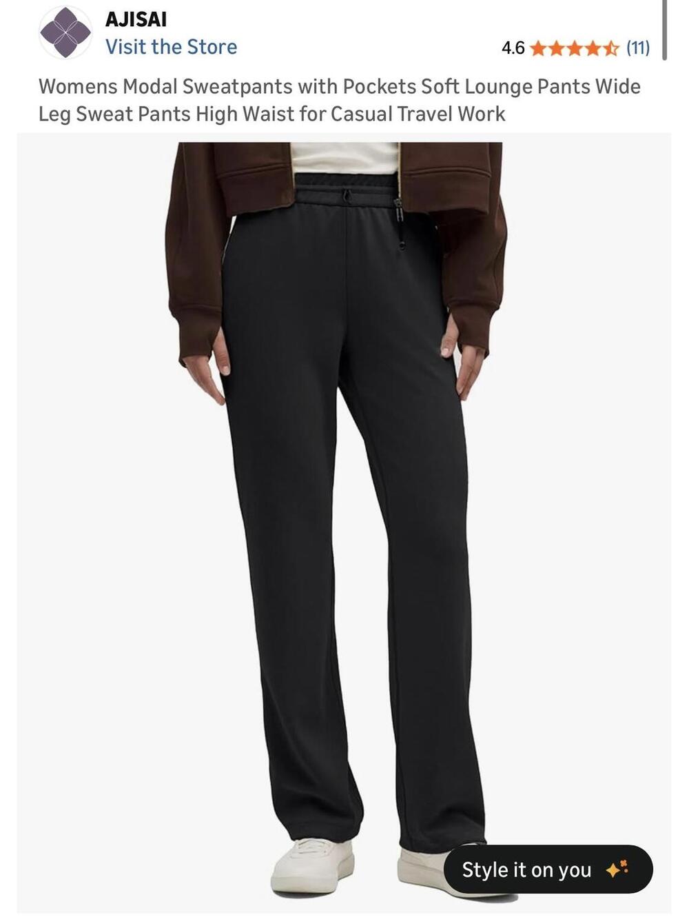 Ajisai Womens Modal Sweatpants with Pockets Soft Lounge Pants Wide Leg
